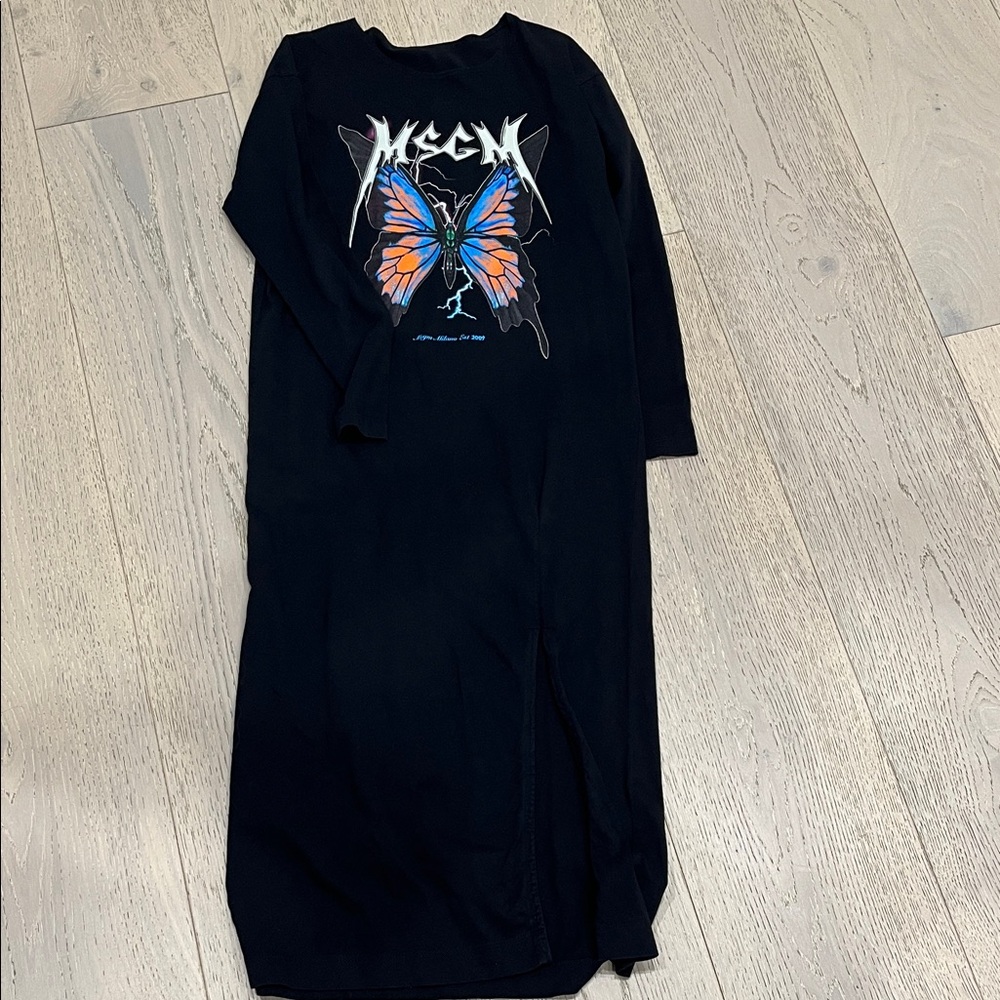 MSGM Black Dress with Butterfly Design